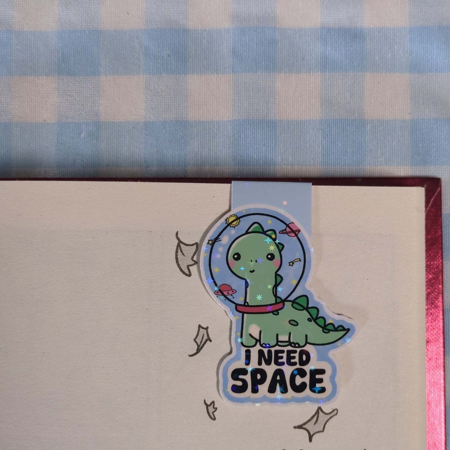 "I need Space" Dino - Magnetisches Lesezeichen kindafcreations