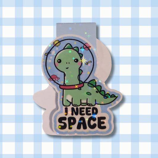 "I need Space" Dino - Magnetisches Lesezeichen kindafcreations