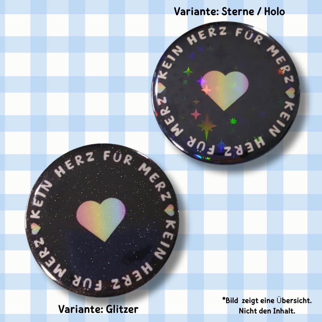 Kein Herz für Merz - Holo & Glitzer Button Button kindafcreations