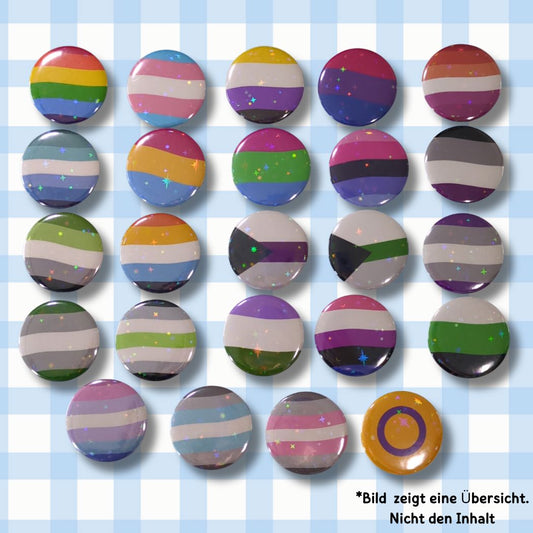 Pride Button - Holo & Glitzer - LGBTQ+ Flaggen Button kindafcreations
