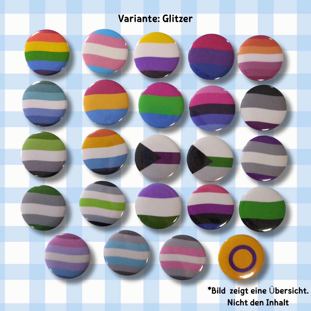 Pride Button - Holo & Glitzer - LGBTQ+ Flaggen Button kindafcreations