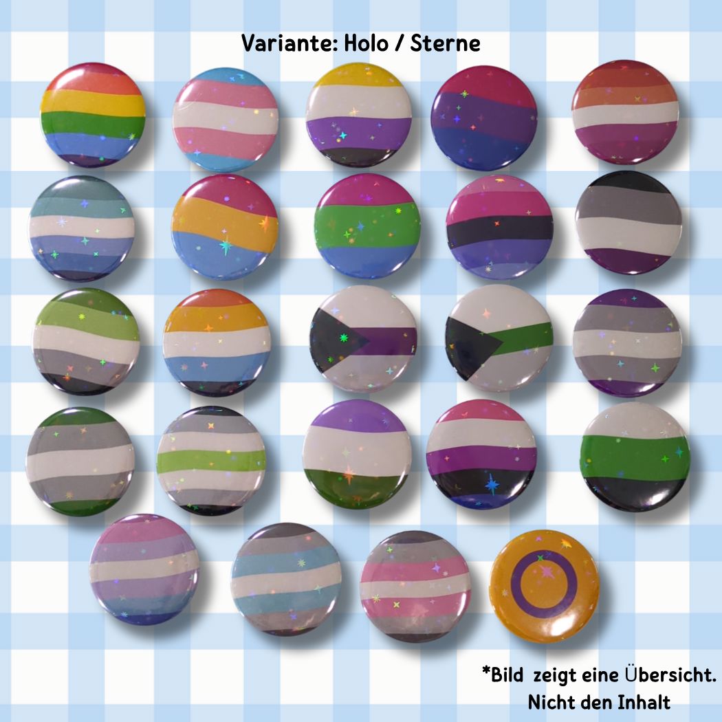 Pride Button - Holo & Glitzer - LGBTQ+ Flaggen Button kindafcreations