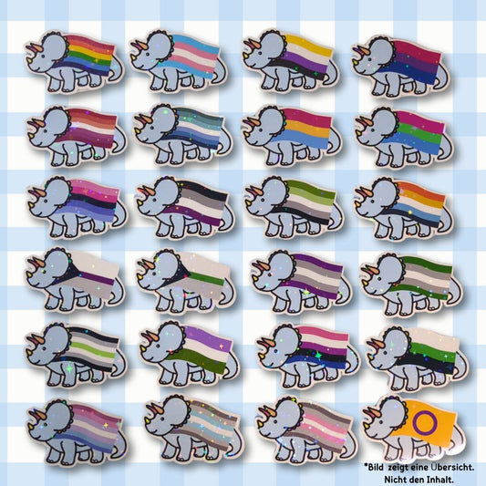 Pride Dino Sticker - Holo & Glitzer - LGBTQ+ Flaggen Sticker kindafcreations