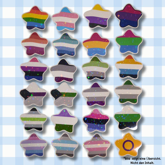 Pride Sterne Sticker - Holo & Glitzer - LGBTQ+ Flaggen Sticker kindafcreations