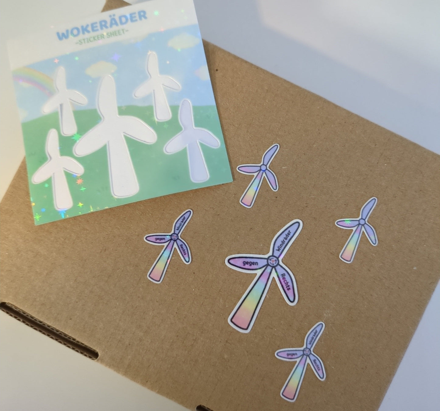 Windräder gegen Rechts - Holo Glitzer Vinyl Sticker-Sheet Sticker kindafcreations