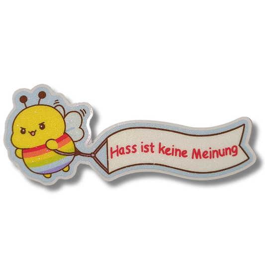 Hass ist keine Meinung | Biene |Glitzer Vinyl Sticker