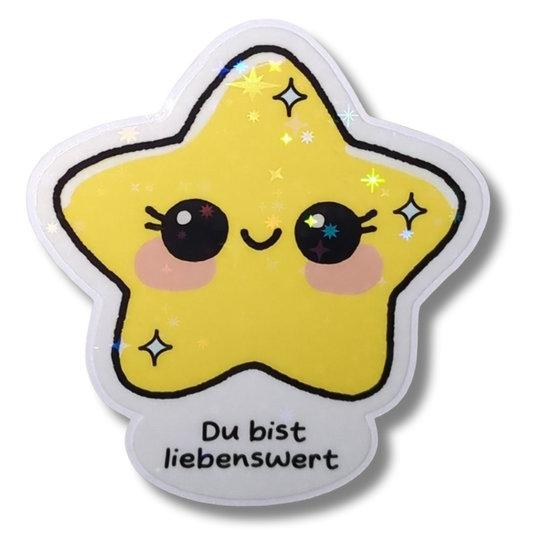 Du bist liebenswert | Stern | Holo Vinyl Sticker