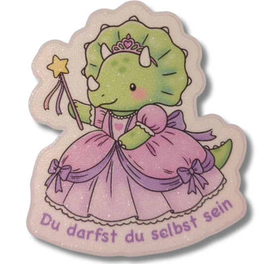 Du darfst du selbst sein | Dino | Glitzer Vinyl Sticker