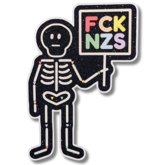 Skelett | FCK NZS | Glitzer Vinyl Sticker