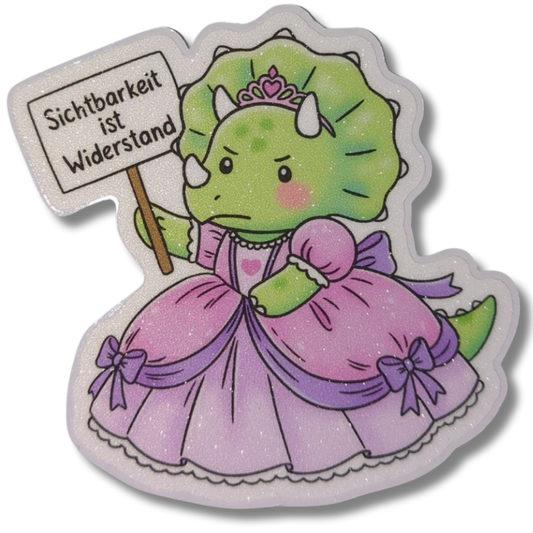 Sichtbarkeit ist Widerstand | Dino | Glitzer Vinyl Sticker