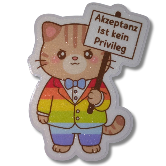 Akzeptanz ist kein Privileg | Katze |Holo Vinyl Sticker
