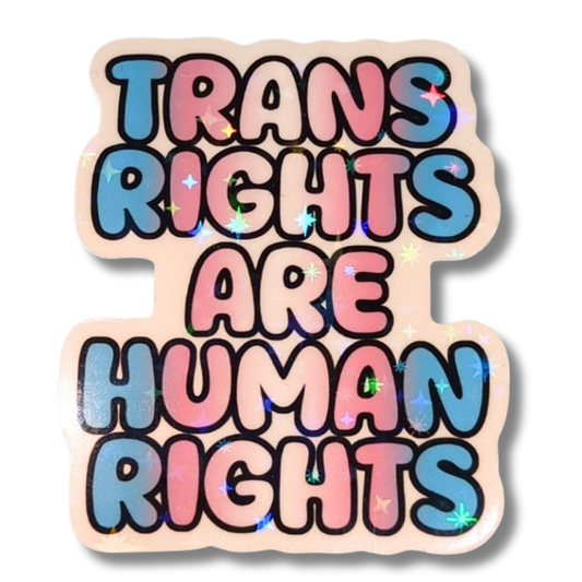 Holo Glitzer Vinyl Sticker - trans rights are human rights - Trans