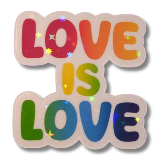 Holo Glitzer Vinyl Sticker - love is love - Regenbogen Pride Flagge