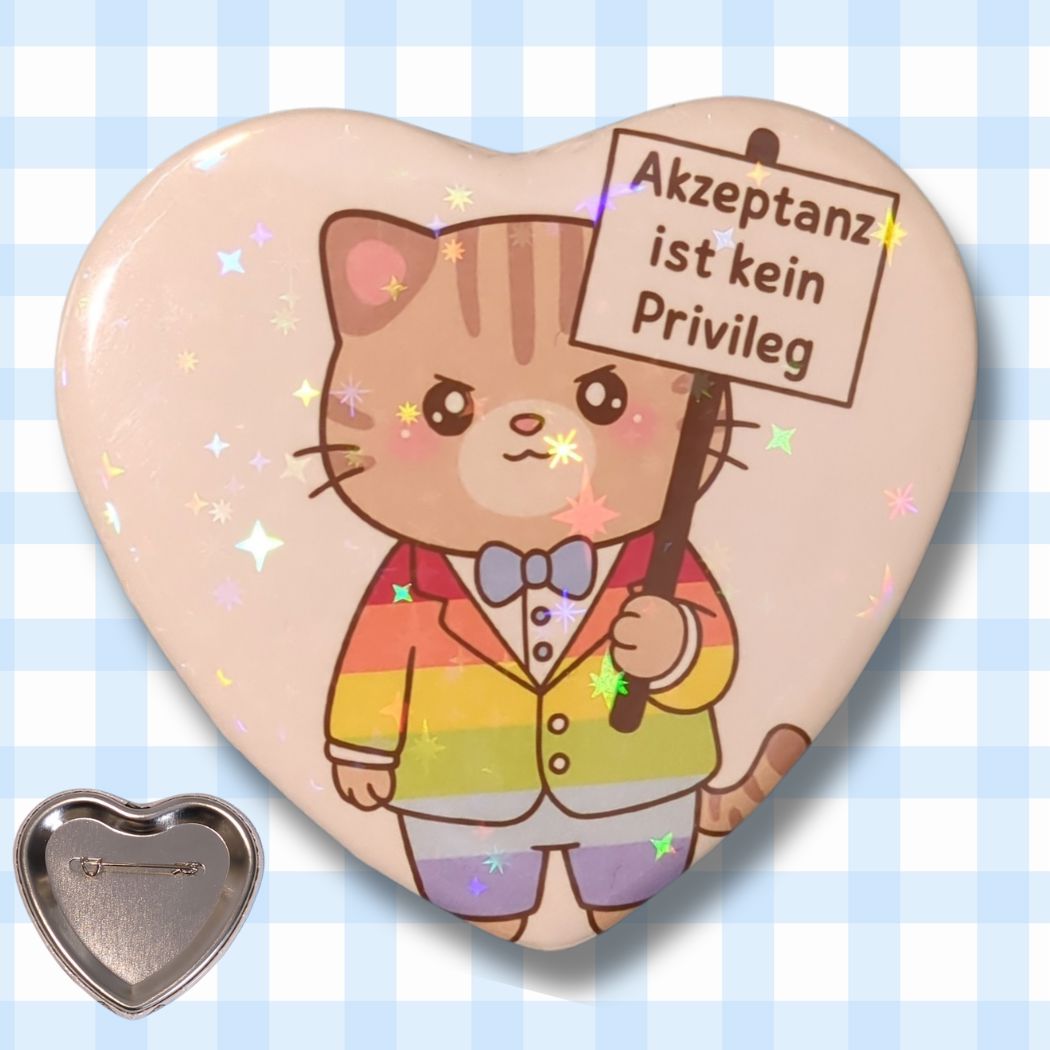 Akzeptanz ist kein Privileg |Holo Herz-Button kindafcreations 