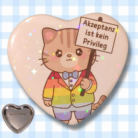 Akzeptanz ist kein Privileg |Holo Herz-Button kindafcreations 