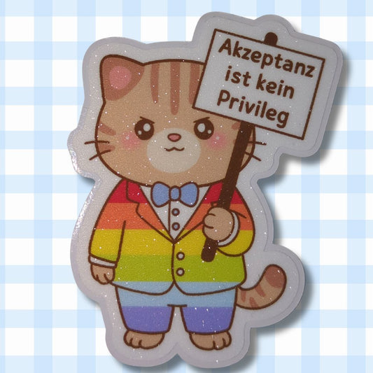 Akzeptanz ist kein Privileg | Katze |Holo Vinyl Sticker Sticker kindafcreations 