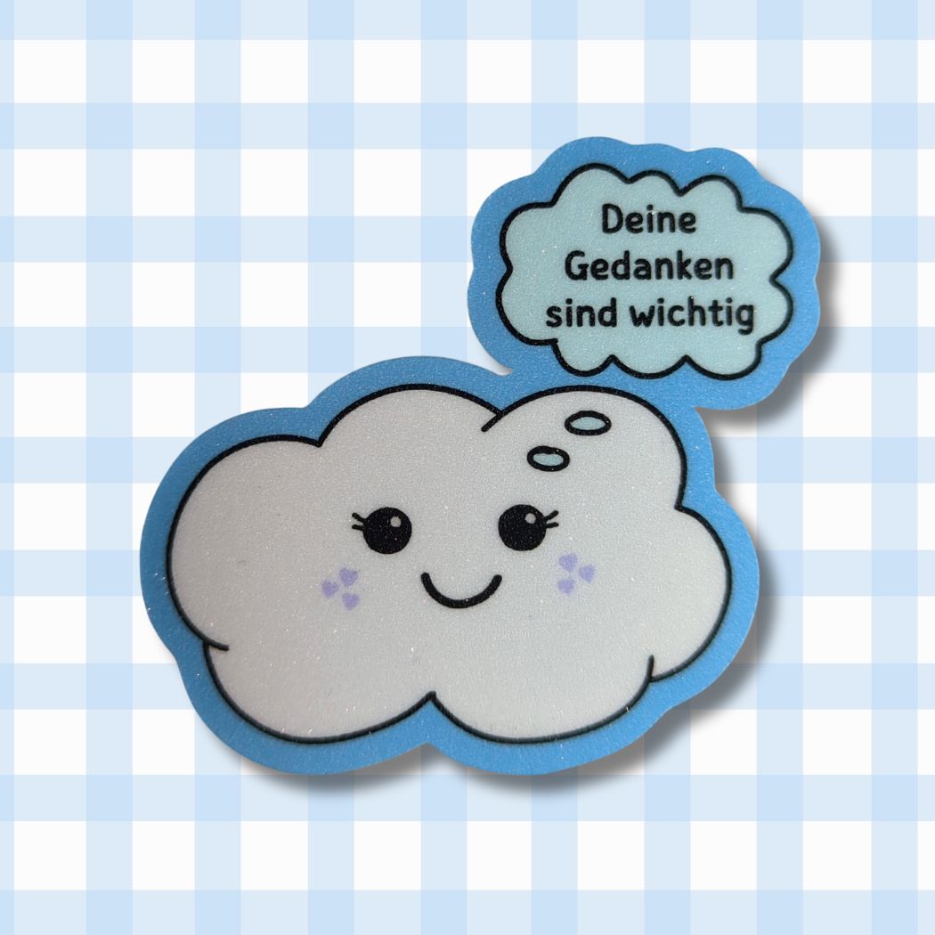 Deine Gedanken sind wichtig - Wolke - Glitzer Vinyl Sticker kindafcreations 