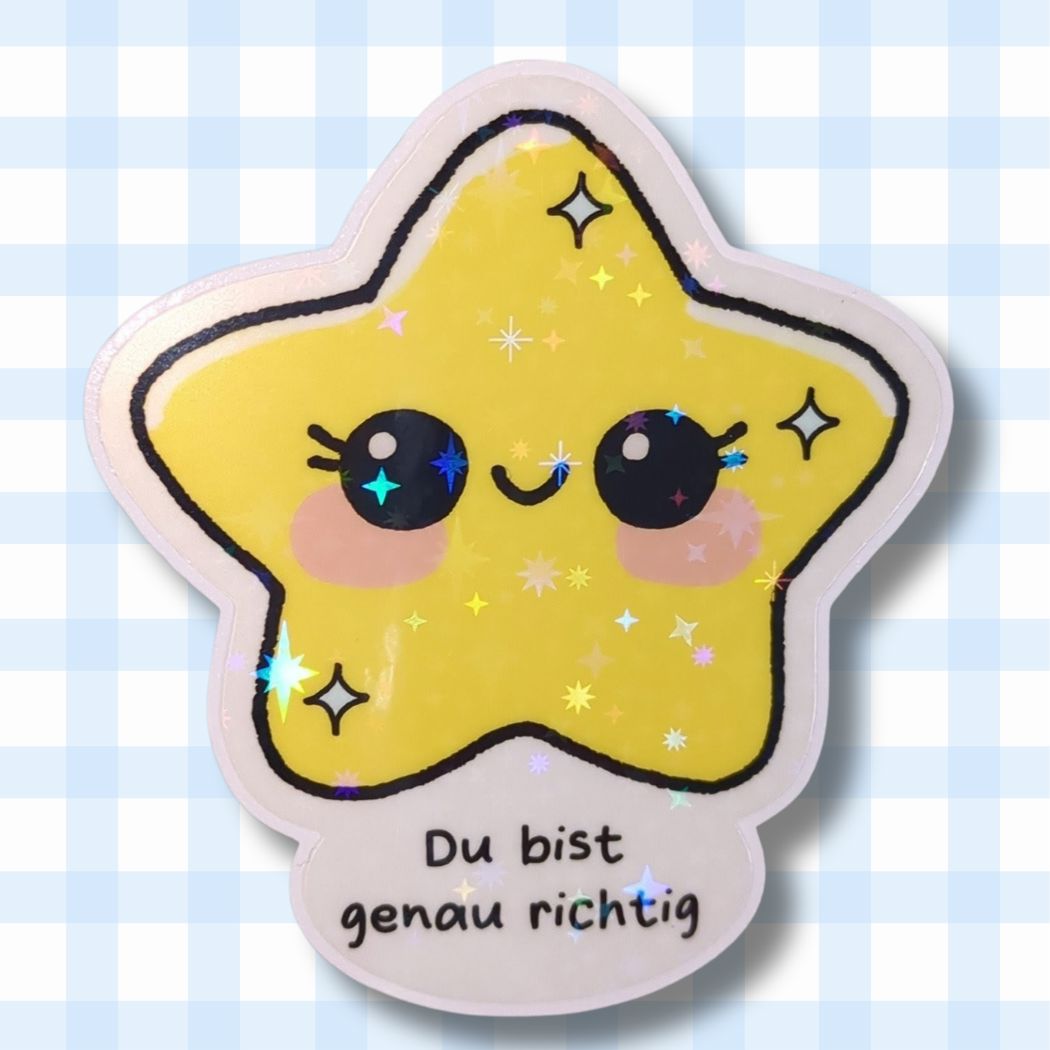 Du bist genau richtig - Stern - Holo Vinyl Sticker kindafcreations 