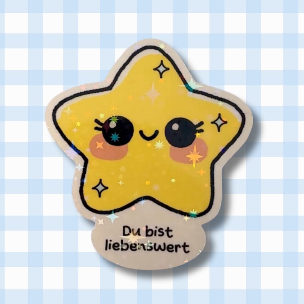 Du bist liebenswert - Stern - Holo Vinyl Sticker kindafcreations 