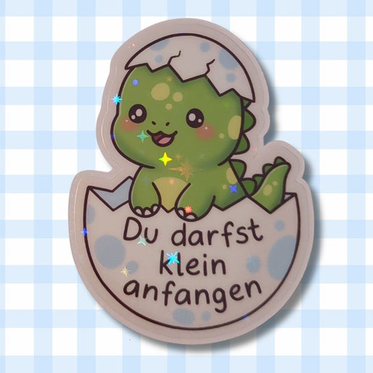 Du darfst klein anfangen - Dino - Glitzer Vinyl Sticker kindafcreations 