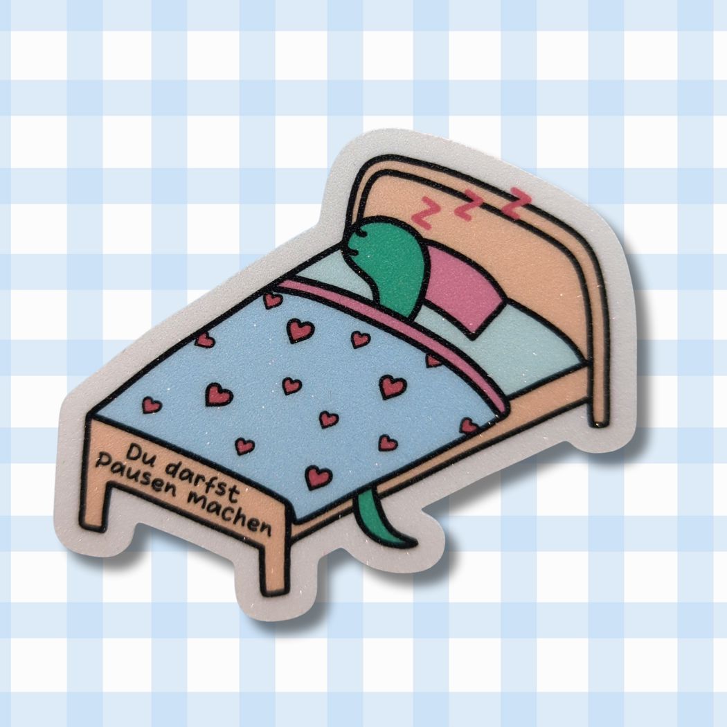 Du darfst Pausen machen - Dino - Glitzer Vinyl Sticker kindafcreations 