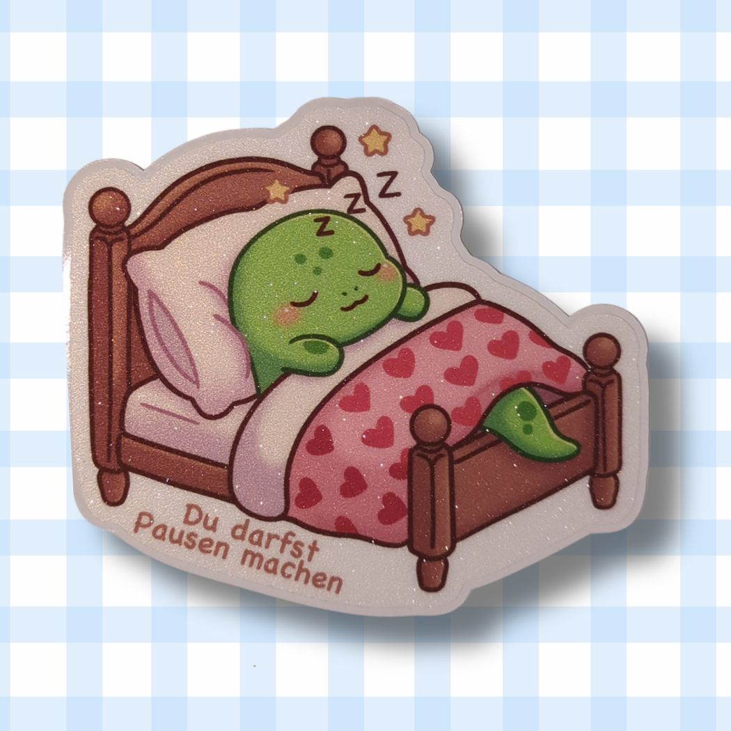 Du darfst Pausen machen - Dino - Glitzer Vinyl Sticker kindafcreations 