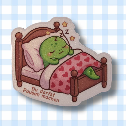 Du darfst Pausen machen - Dino - Glitzer Vinyl Sticker kindafcreations 