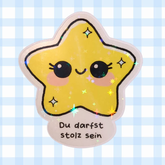 Du darfst stolz sein - Stern - Holo Vinyl Sticker kindafcreations 