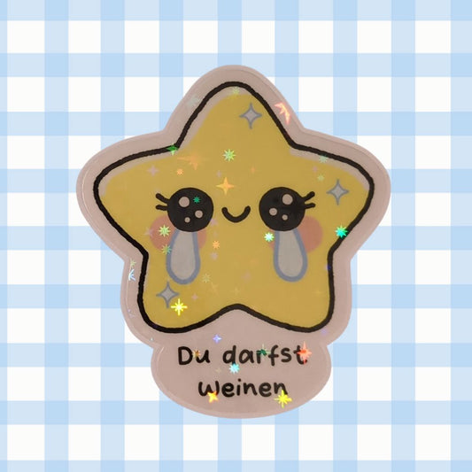 Du darfst weinen - Stern - Holo Vinyl Sticker kindafcreations 