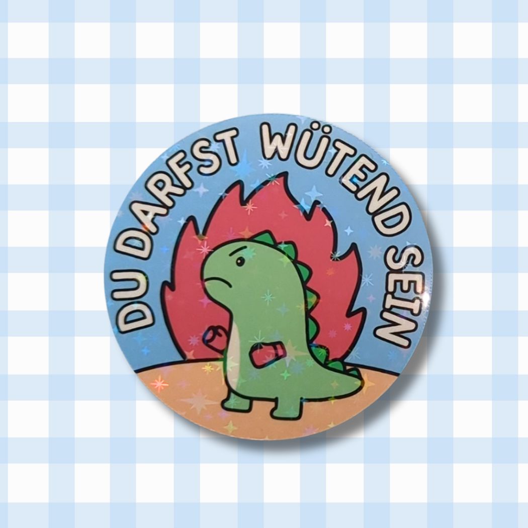 Du darfst wütend sein - Dino- Holo Vinyl Sticker kindafcreations 