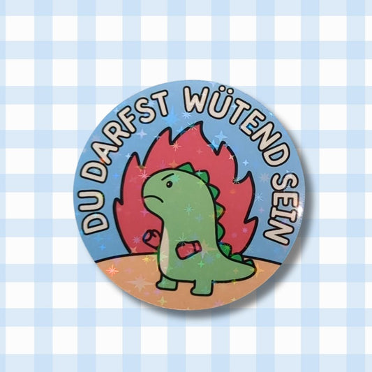 Du darfst wütend sein - Dino- Holo Vinyl Sticker kindafcreations 