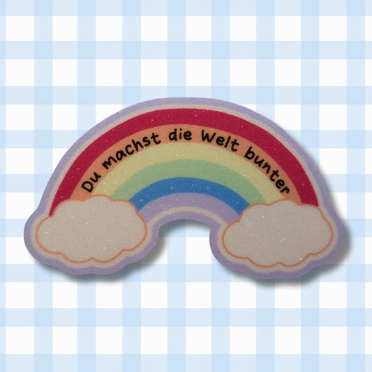 Du machst die Welt bunter - Regenbogen - Glitzer Vinyl Sticker kindafcreations 