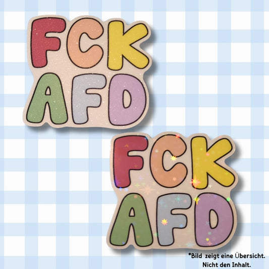 FCK AFD - Holo / Glitzer Vinyl Sticker - Pastell Bunt kindafcreations 
