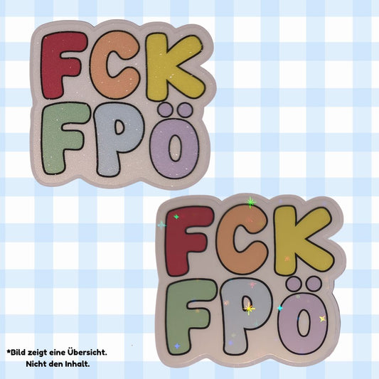 FCK FPÖ - Holo / Glitzer Vinyl Sticker - Pastell Bunt kindafcreations 