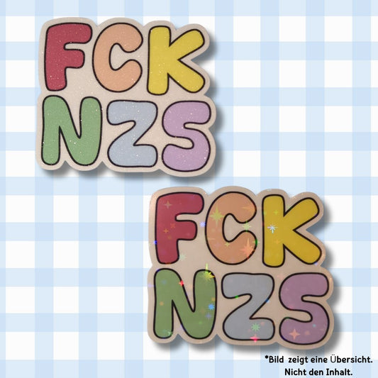 FCK NZS - Holo / Glitzer Vinyl Sticker - Pastell Bunt kindafcreations 