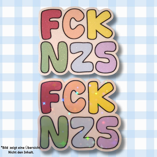 FCK NZS - Holo / Glitzer Vinyl Sticker - Pastell Bunt kindafcreations 