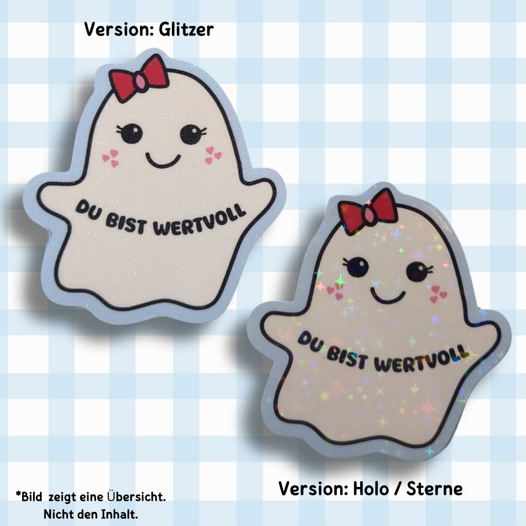 Geist - Du bist wertvoll - Holo / Glitzer Vinyl Sticker Sticker kindafcreations Glitzer Blau 