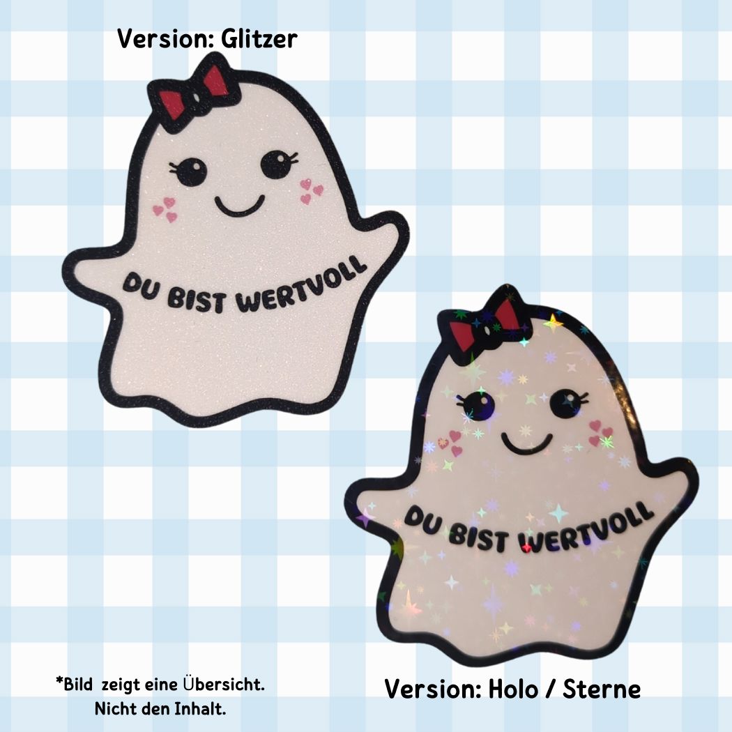 Geist - Du bist wertvoll - Holo / Glitzer Vinyl Sticker Sticker kindafcreations Glitzer Schwarz 
