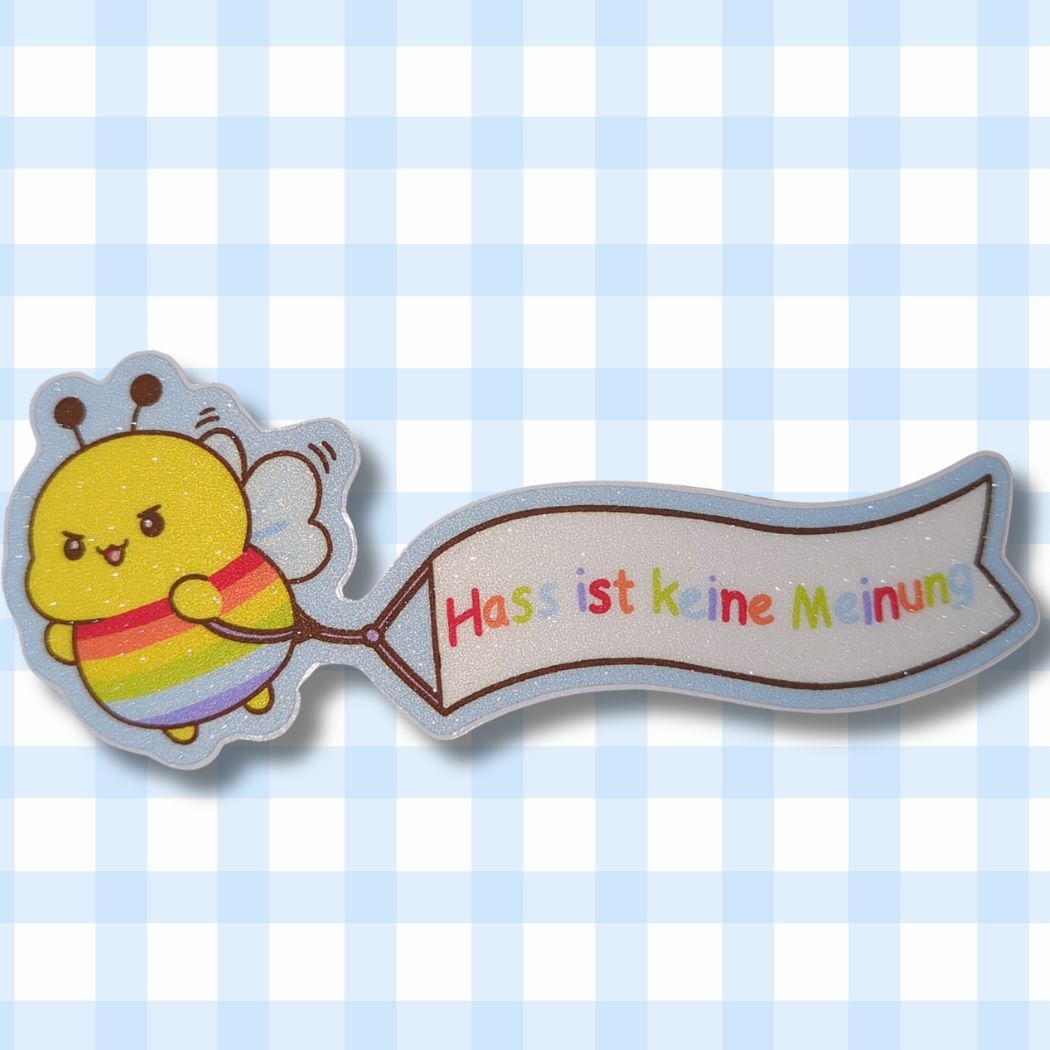Hass ist keine Meinung | Biene |Glitzer Vinyl Sticker Sticker kindafcreations 
