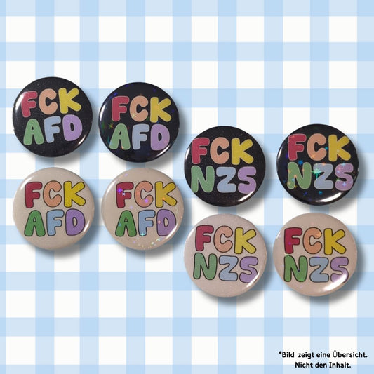 Holo Glitzer Button - FCK AFD / NZS kindafcreations 