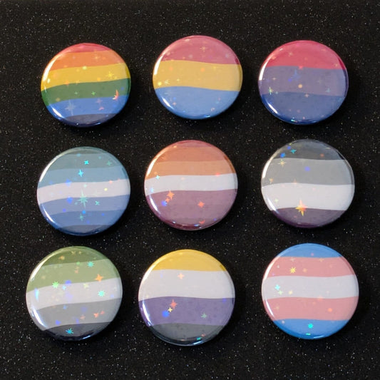 Holo Glitzer Button - Pride Flaggen - verschiedene kindafcreations 