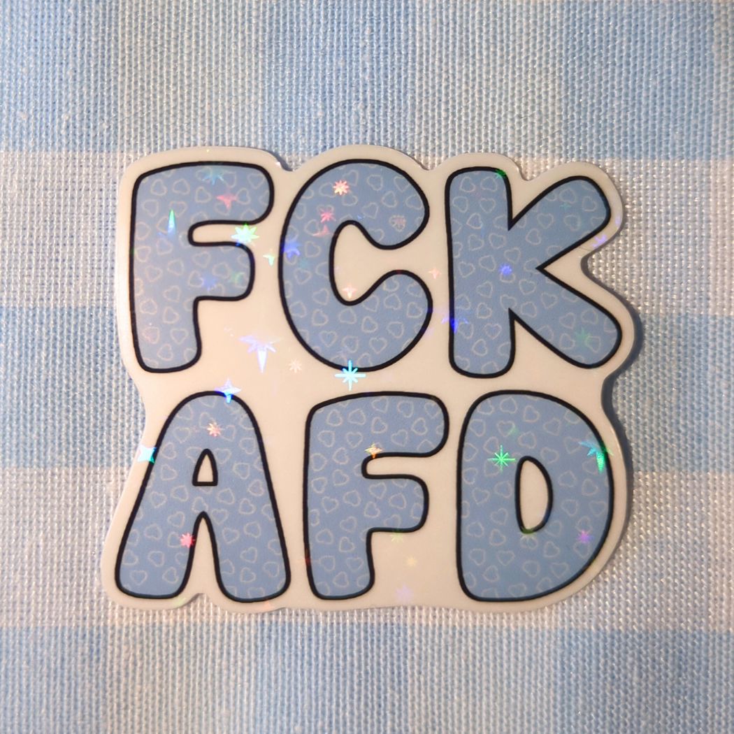 Holo Glitzer Vinyl Sticker - FCK AFD - Herzchen kindafcreations 