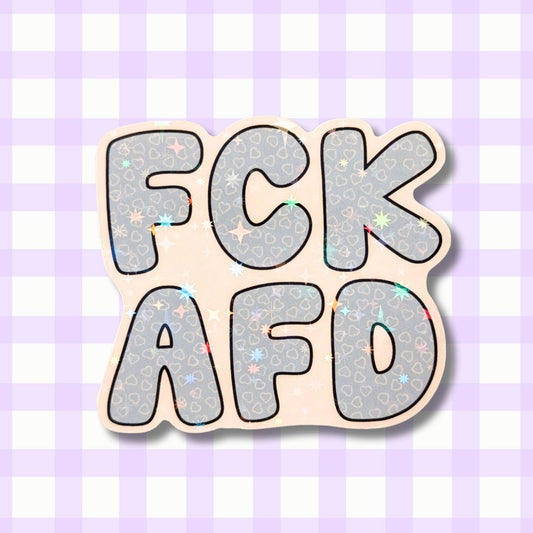 Holo Glitzer Vinyl Sticker - FCK AFD - Herzchen kindafcreations 
