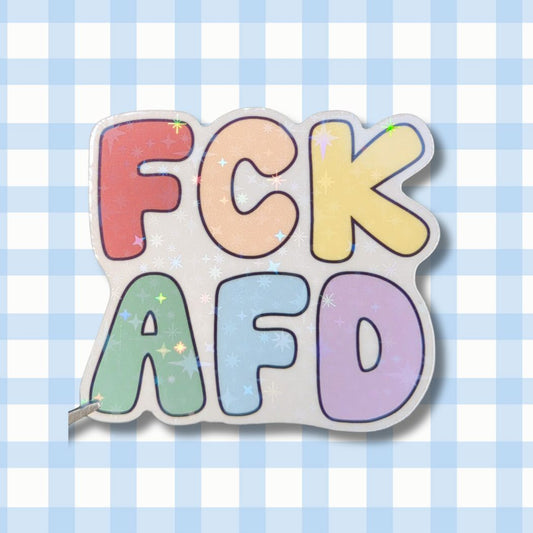 Holo Glitzer Vinyl Sticker - FCK AFD - Pastell Bunt kindafcreations 