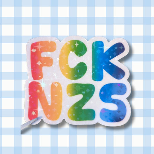 Holo Glitzer Vinyl Sticker - FCK NZS - Regenbogen kindafcreations 