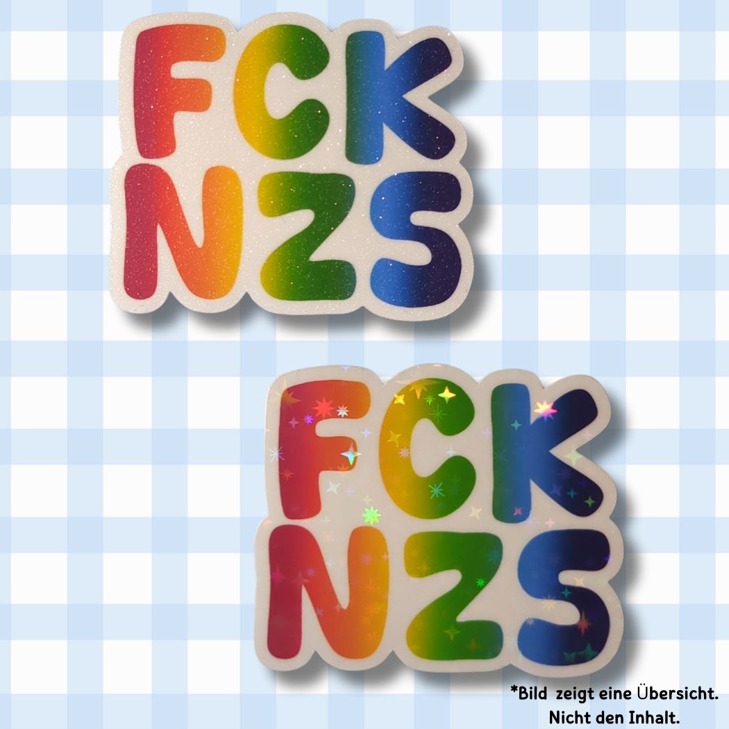 Holo Glitzer Vinyl Sticker - FCK NZS - Regenbogen kindafcreations 