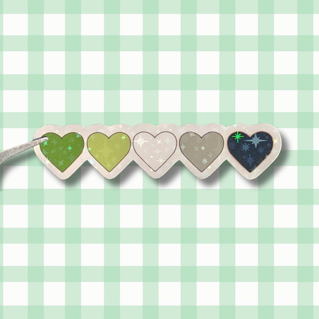 Holo Glitzer Vinyl Sticker - Herzen - Aromantisch Sticker kindafcreations 
