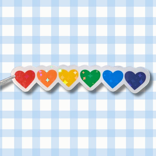 Holo Glitzer Vinyl Sticker - Herzen - Regenbogen Pride Flagge Sticker kindafcreations 