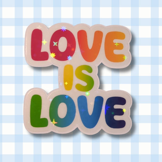 Holo Glitzer Vinyl Sticker - love is love - Regenbogen Pride Flagge Sticker kindafcreations 