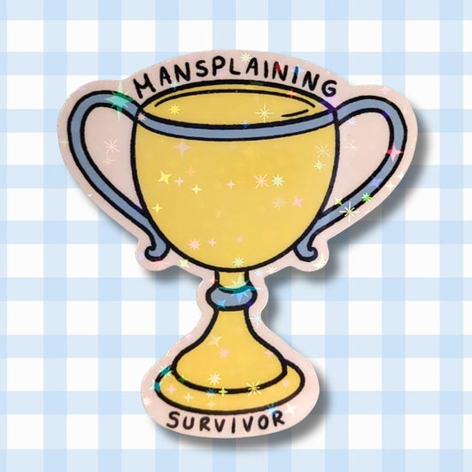 Holo Glitzer Vinyl Sticker - Mansplaining Survivor kindafcreations 